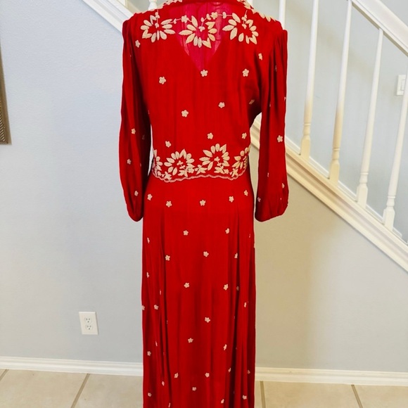 Free People Embroidered Fable Floral Maxi Dress XS oversized - Picture 9 of 12